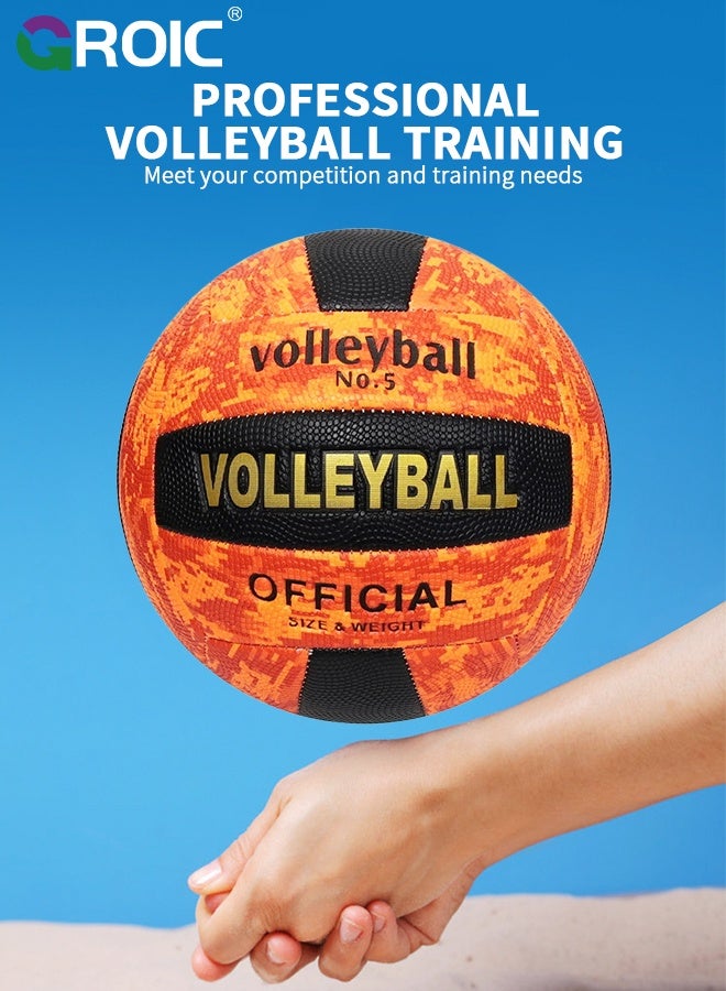 GROIC Volleyball, Official Size 5 Volleyballs for Adults, Orange Camo Design, PU Leather Indoor Outdoor Soft Touch Volleyballs for Beach Play, Game, Training, Beach Pool Game Play for Youth Teen Team Beginners - Image 3